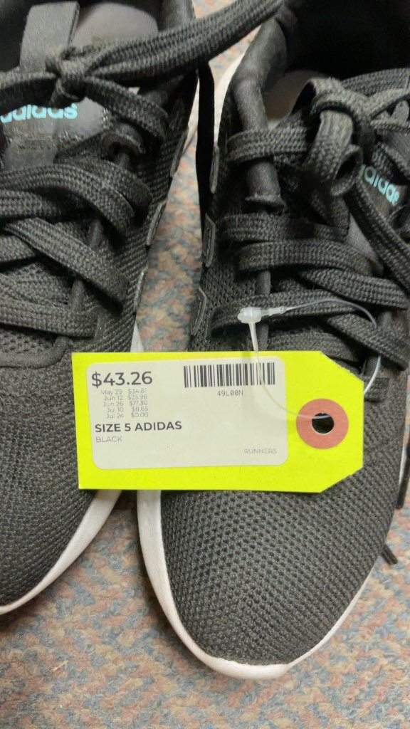 Adidas Black Mesh Running Shoes - Size 5
