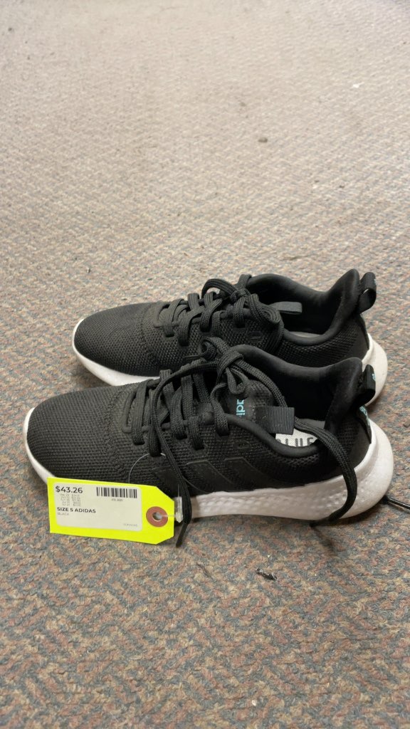Adidas Black Mesh Running Shoes - Size 5