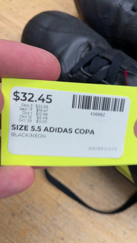 Adidas Copa Sense .4 Soccer Cleats - Black/Neon - Size 5.5