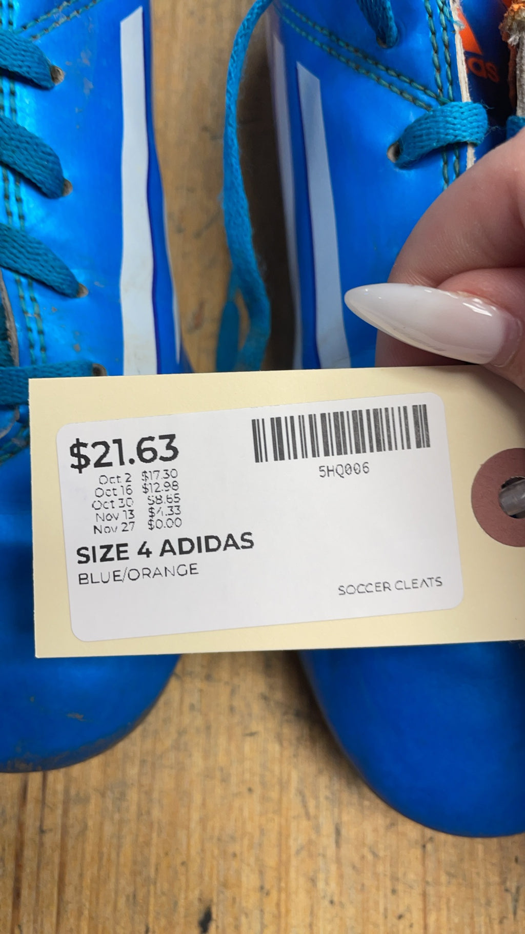 Adidas f5 Size 4 Blue/Orange Soccer Cleats