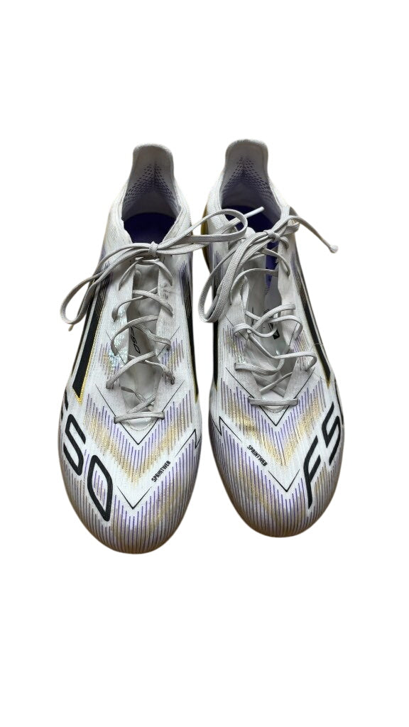 Adidas F50 Soccer Cleats - White/Black/Gold - Size 10.5
