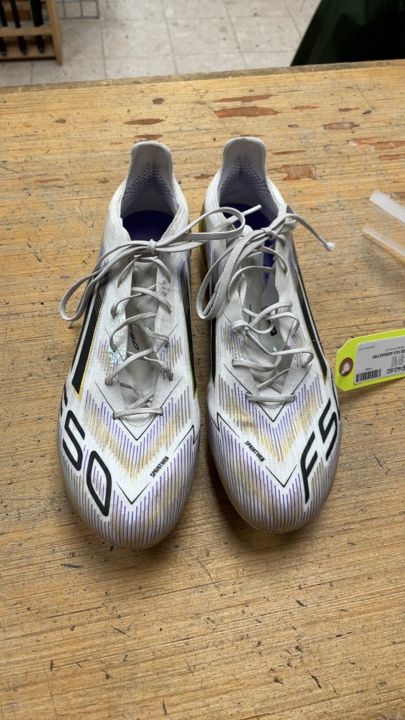Adidas F50 Soccer Cleats - White/Black/Gold - Size 10.5