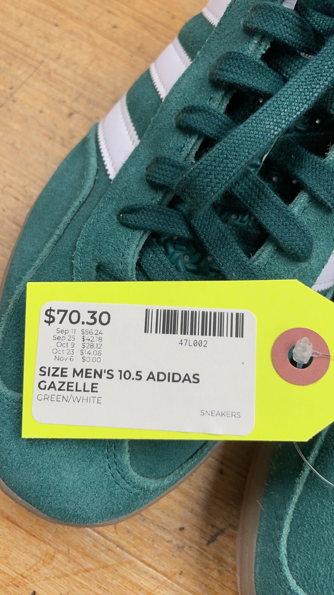 Adidas Gazelle Men's 10.5 Green/White Sneakers