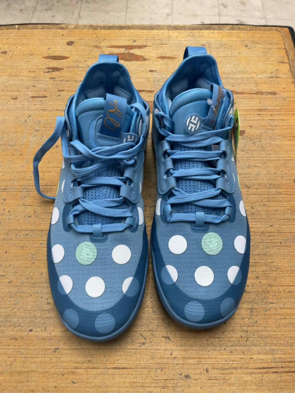 Adidas Harden Vol. 5 Size 9.5 Blue Polka Dot Basketball Shoes