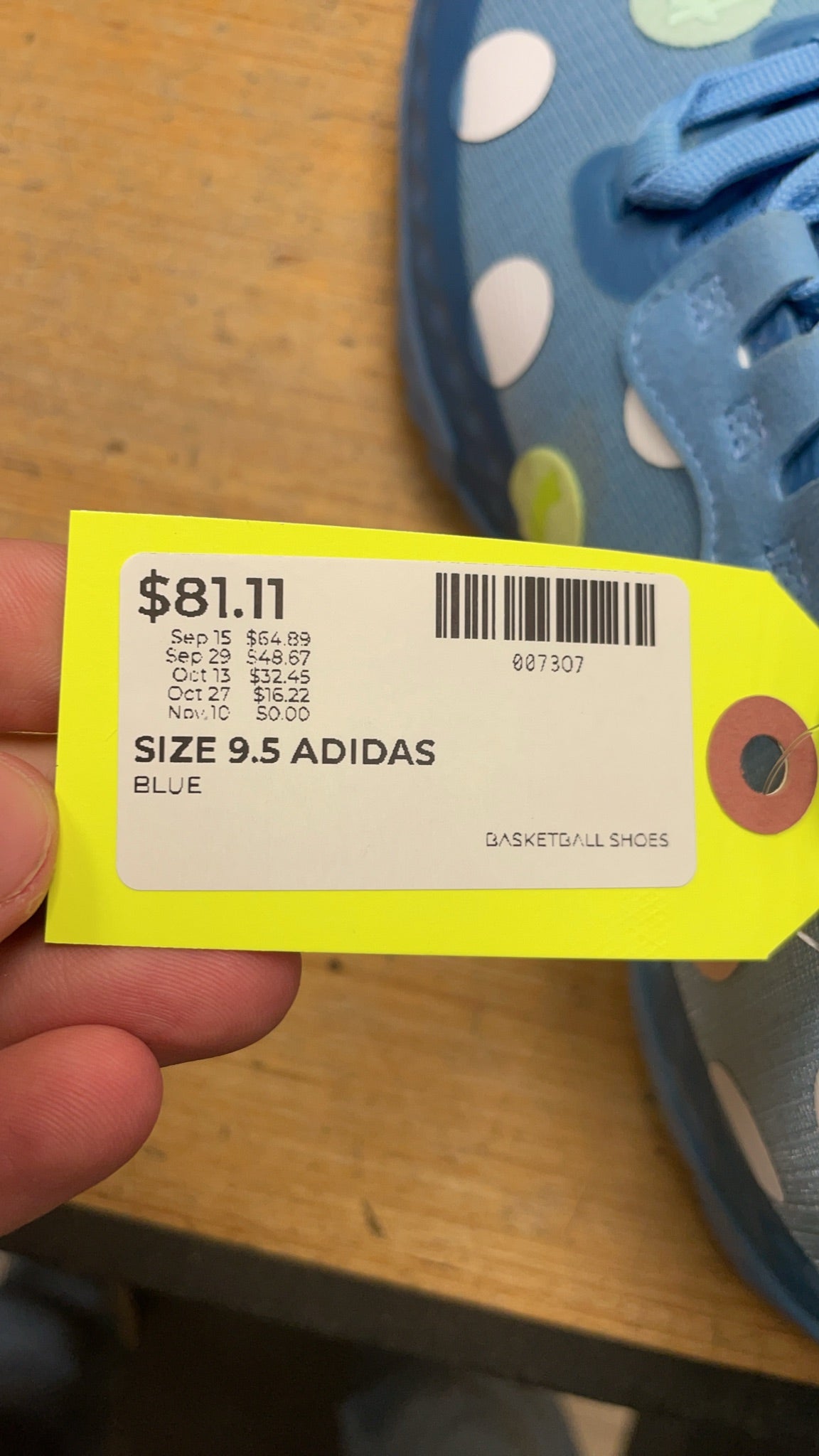 Adidas Harden Vol. 5 Size 9.5 Blue Polka Dot Basketball Shoes
