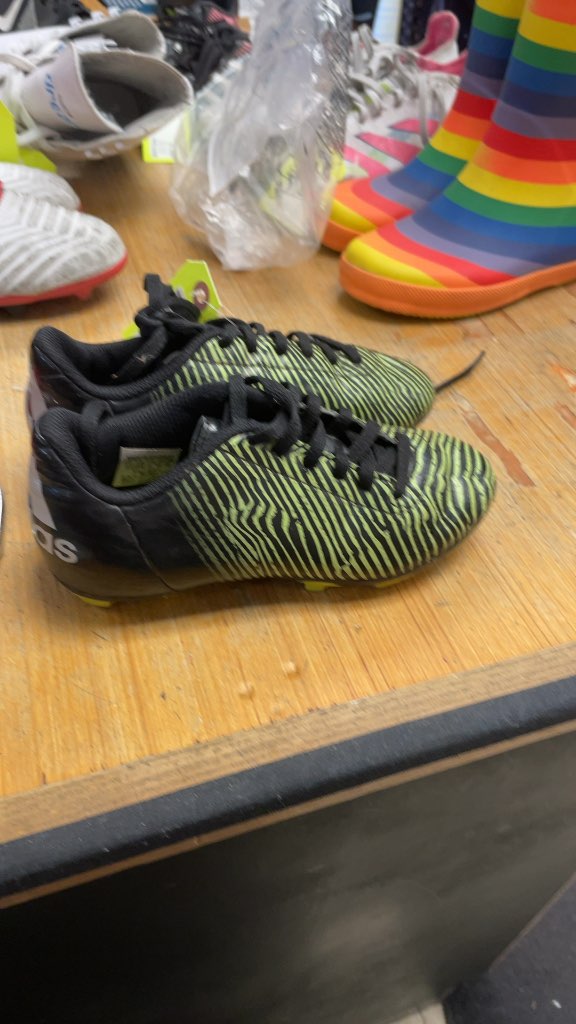 Adidas Kids' Size 13C Soccer Cleats - Black/Green Zebra Pattern
