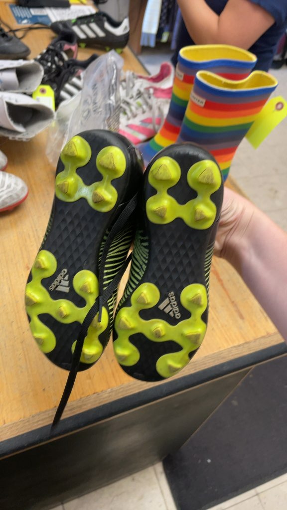 Adidas Kids' Size 13C Soccer Cleats - Black/Green Zebra Pattern