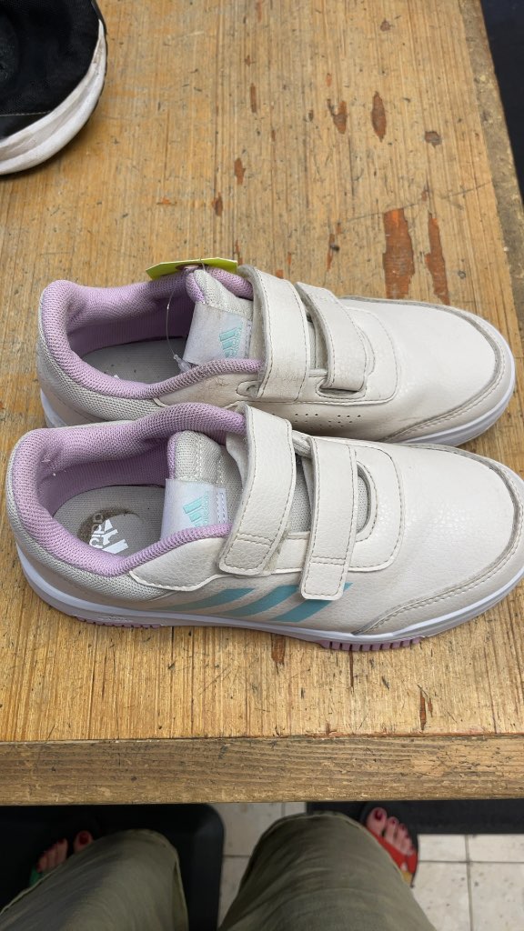 Adidas Kids Velcro Sneakers - Size 3 - Beige/Pink/Blue