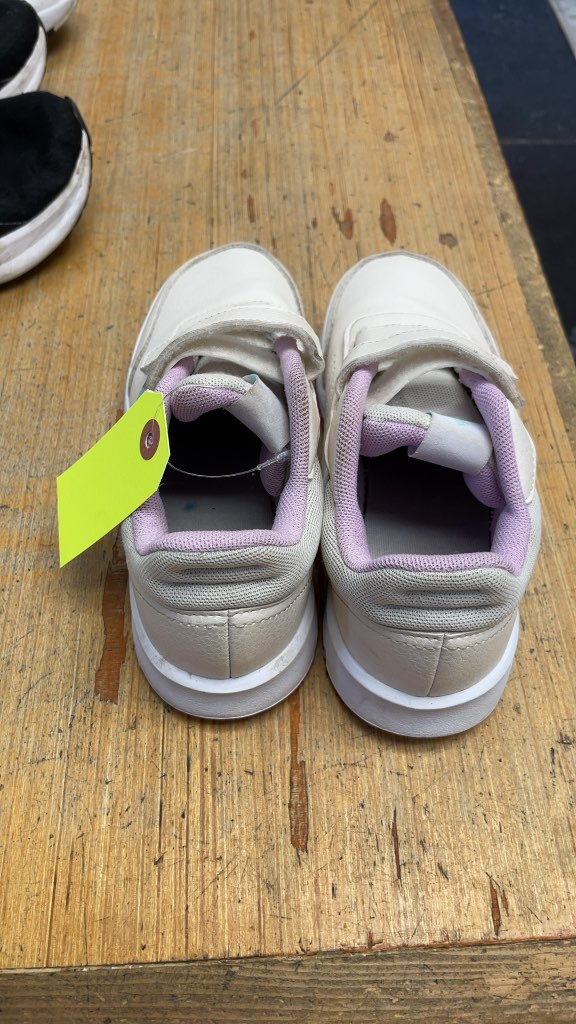 Adidas Kids Velcro Sneakers - Size 3 - Beige/Pink/Blue