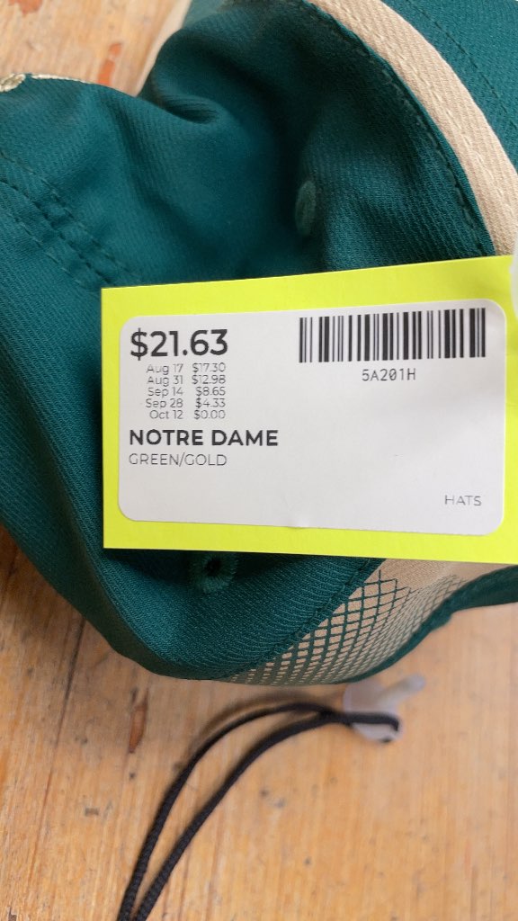 Adidas Notre Dame Fighting Irish Green & Gold Hat