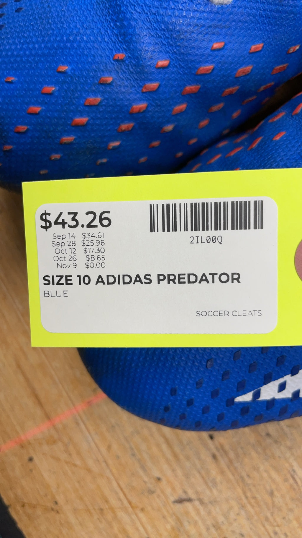 Adidas Predator Size 10 Blue Soccer Cleats