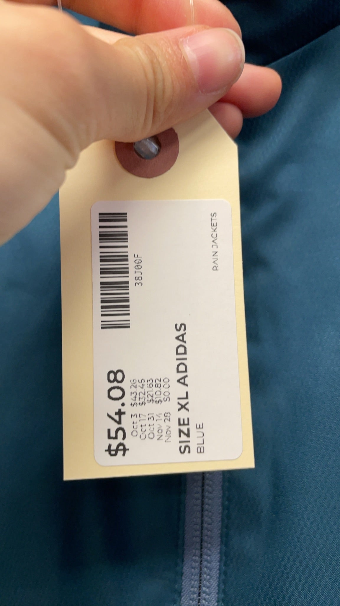 Adidas Rain Jacket XL Blue