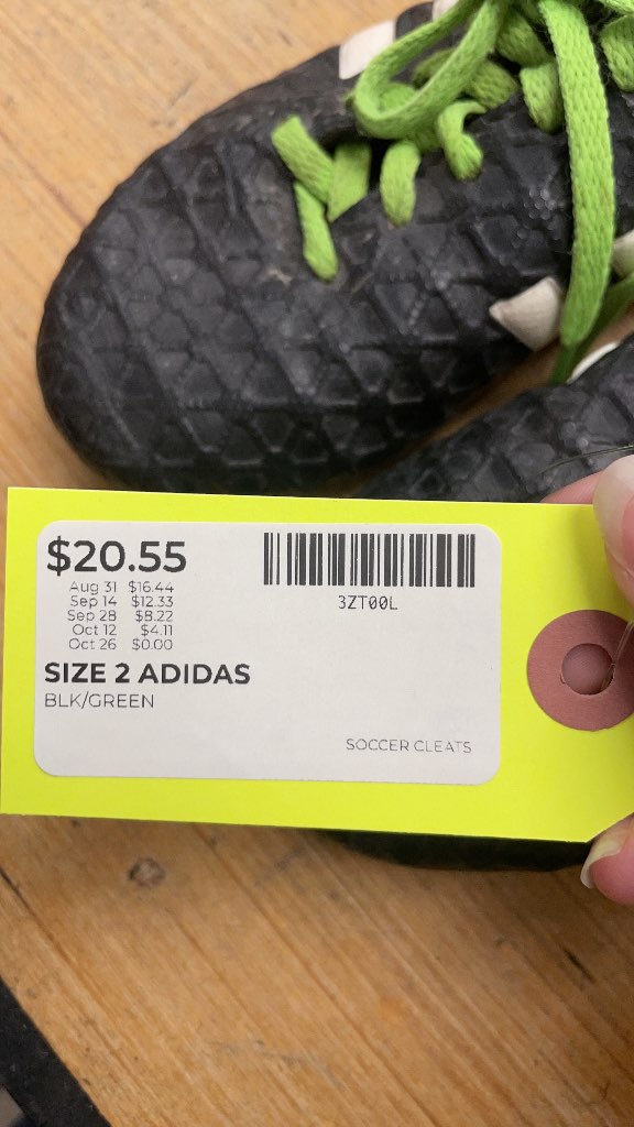 Adidas Size 2 Soccer Cleats Black/Green