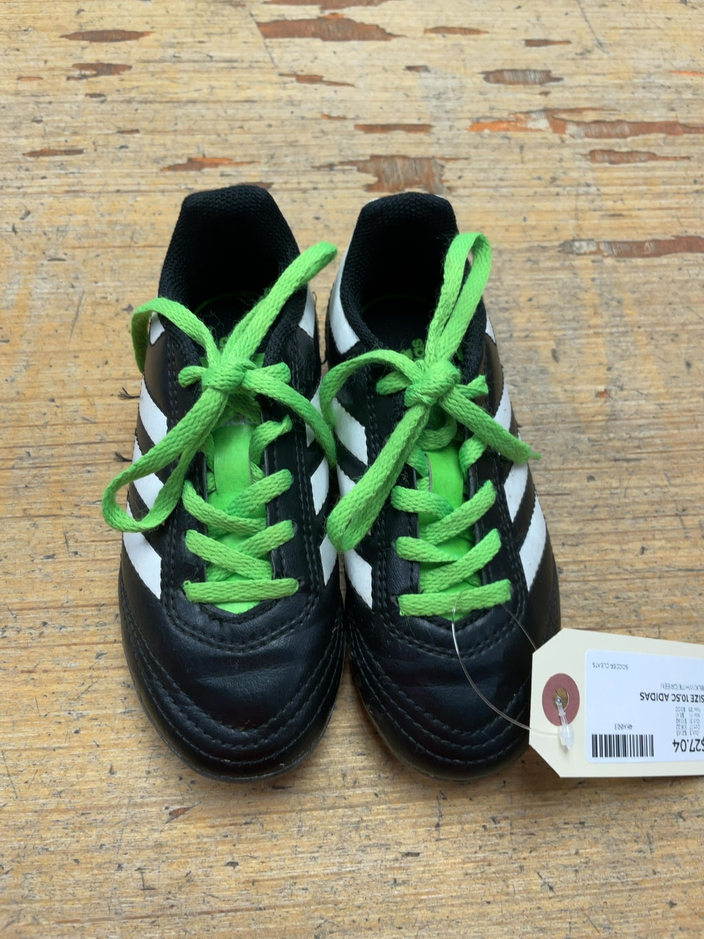 Adidas Soccer Cleats 10.5C Black/White/Green