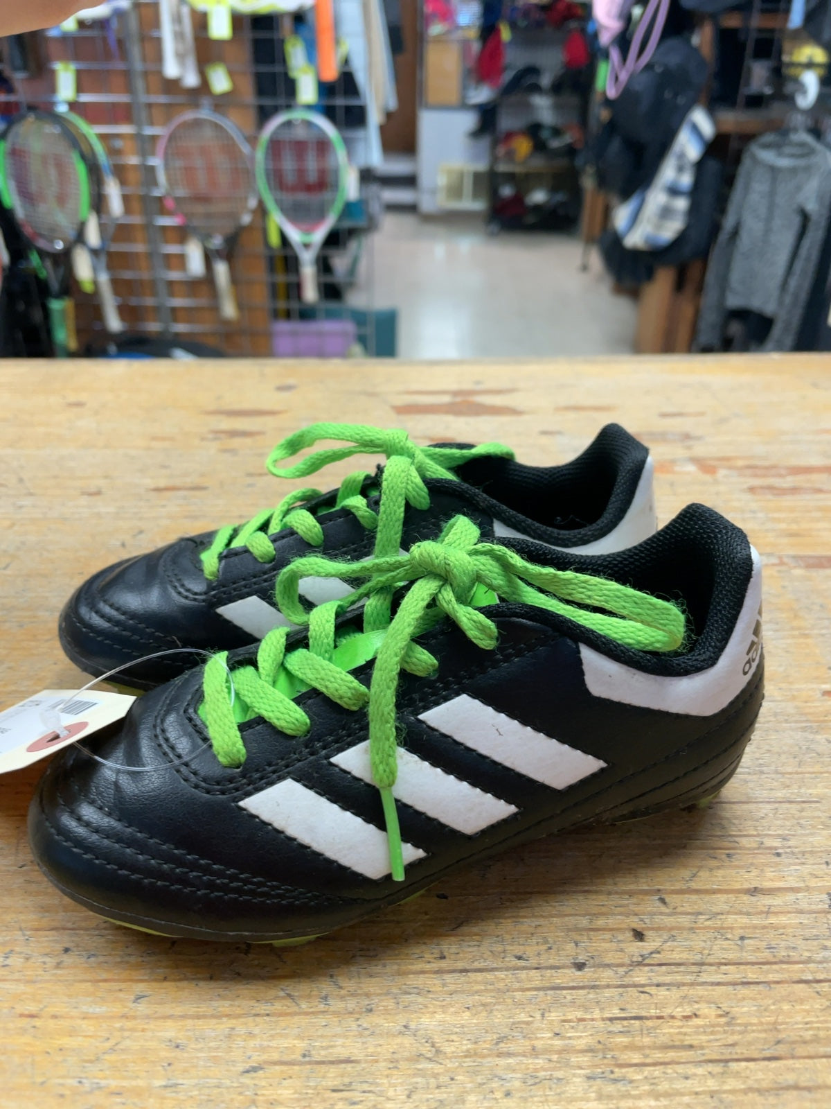 Adidas Soccer Cleats 10.5C Black/White/Green