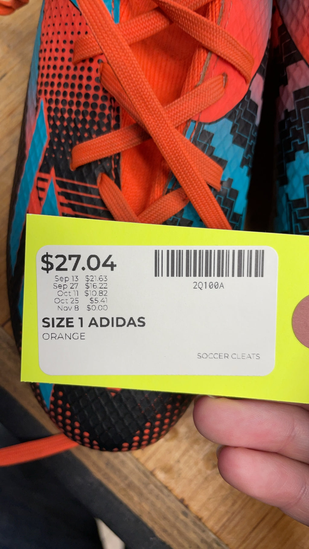Adidas Soccer Cleats Size 1 Orange/Blue