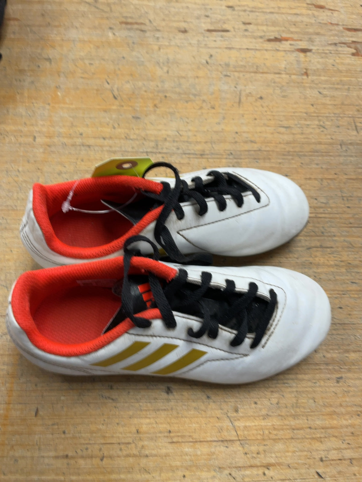 Adidas Soccer Cleats Size 1 US White/Orange/Gold