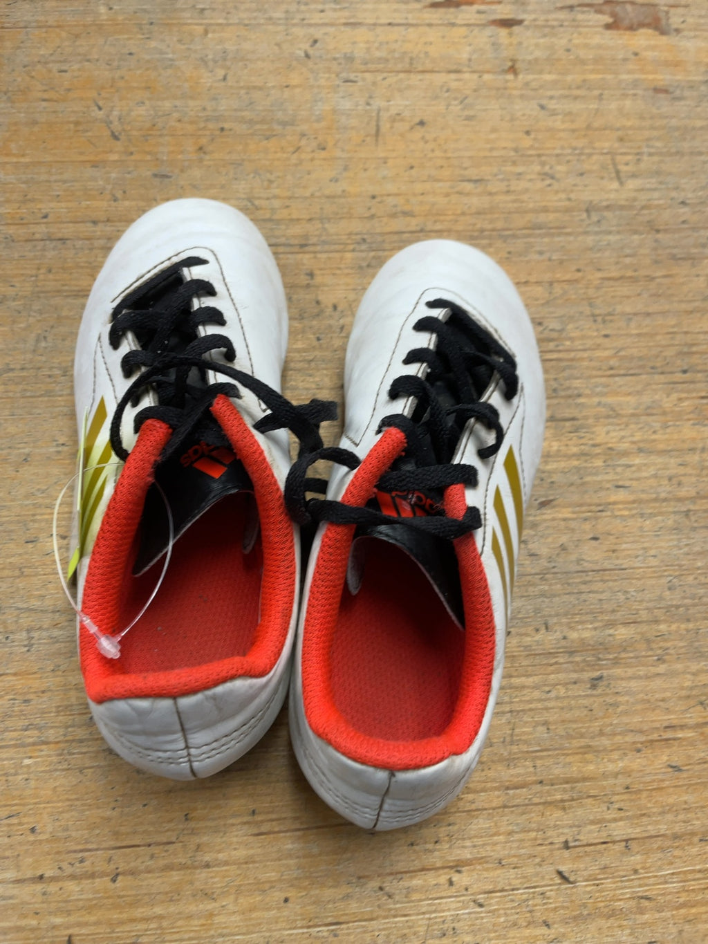 Adidas Soccer Cleats Size 1 US White/Orange/Gold