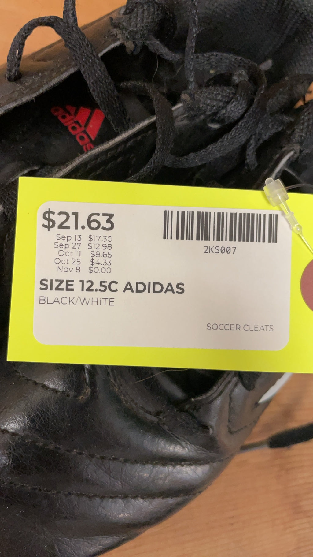 Adidas Soccer Cleats Size 12.5C Black/White