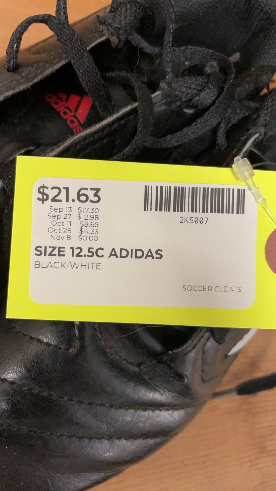 Adidas Soccer Cleats Size 12.5C Black/White