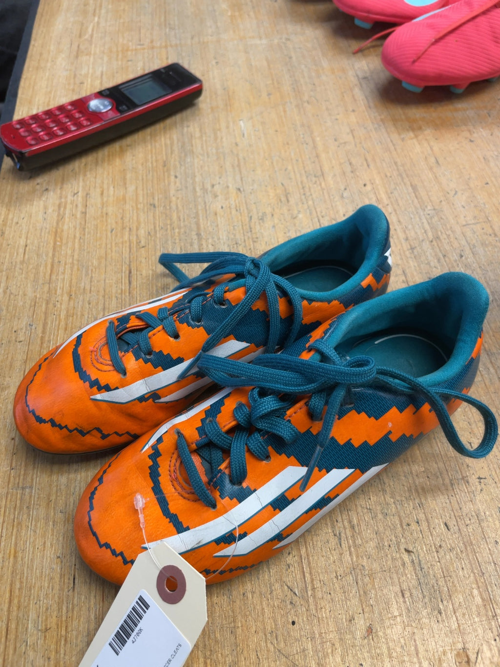 Adidas Soccer Cleats Size 1.5 Orange/Teal