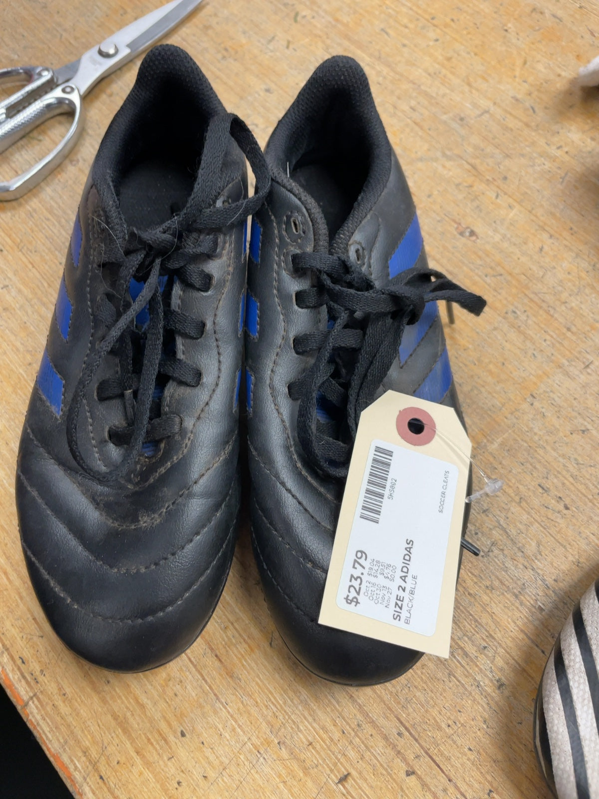 Adidas Soccer Cleats Size 2 Black/Blue
