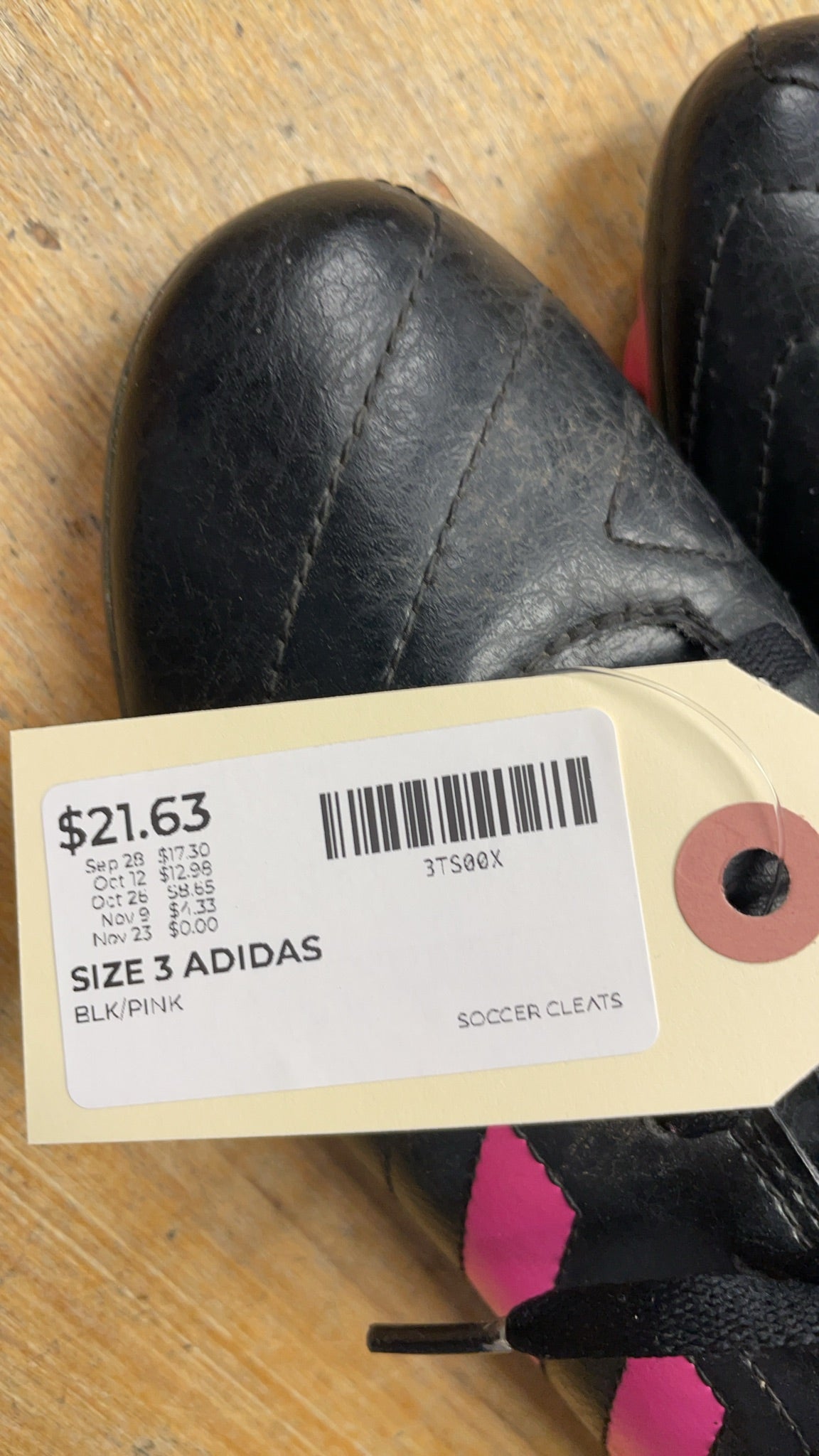 Adidas Soccer Cleats Size 3 Black/Pink