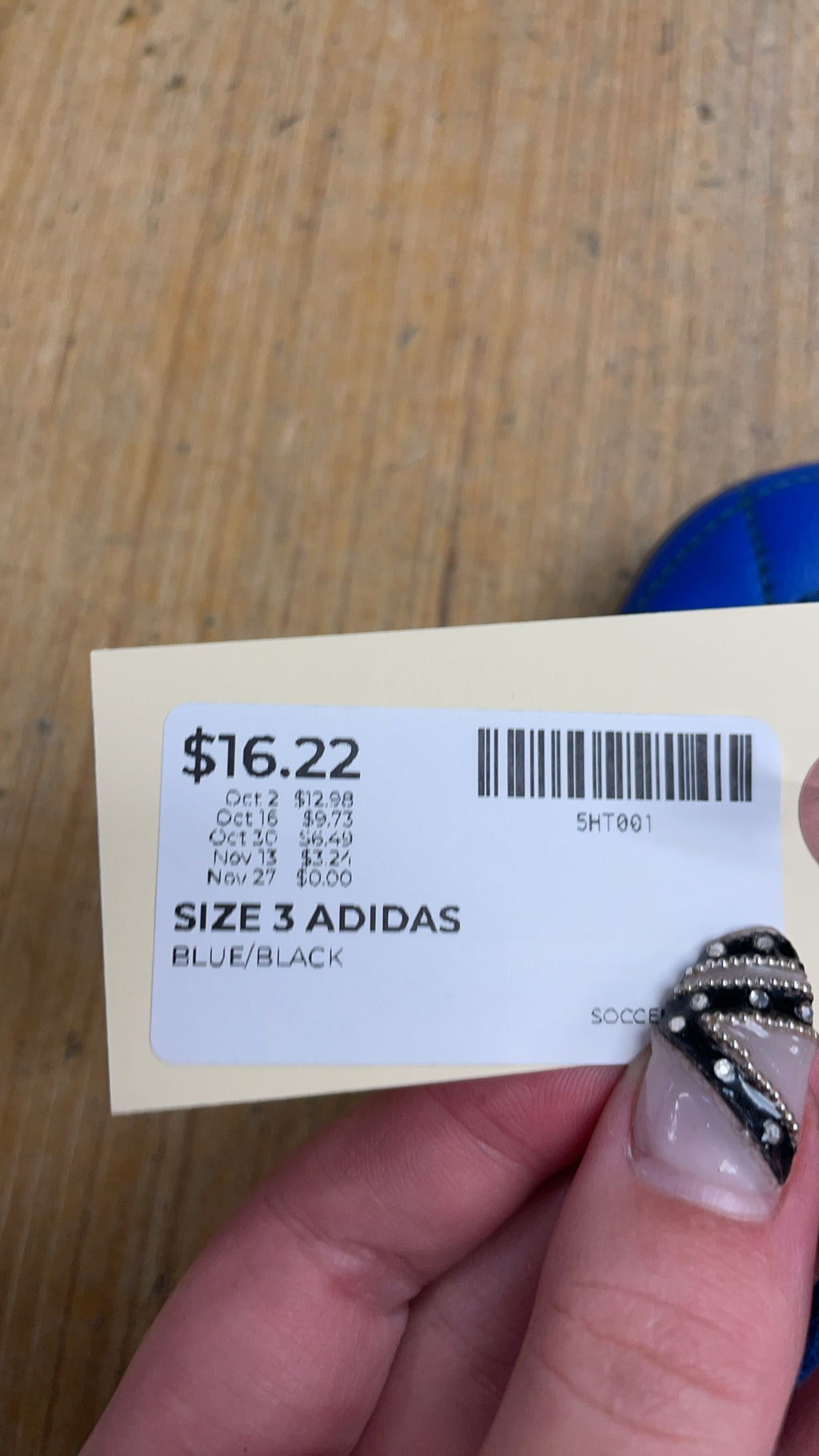 Adidas Soccer Cleats Size 3 Blue/Black