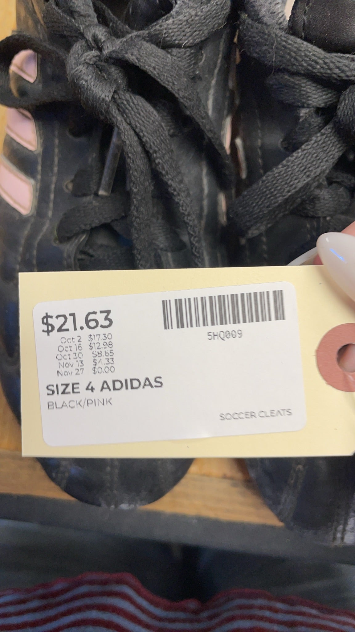 Adidas Soccer Cleats Size 4 Black/Pink