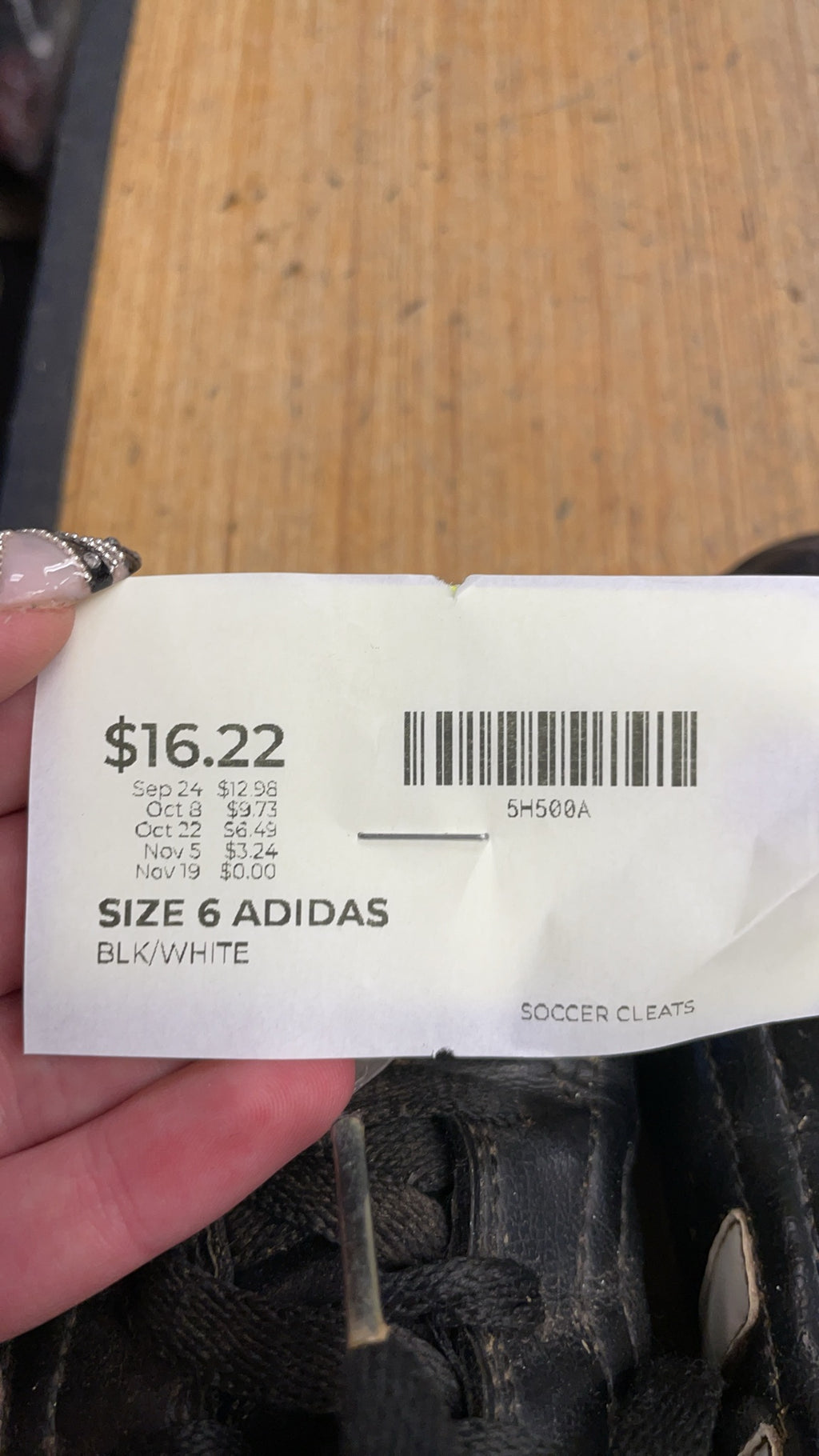 Adidas Soccer Cleats Size 6 Black/White