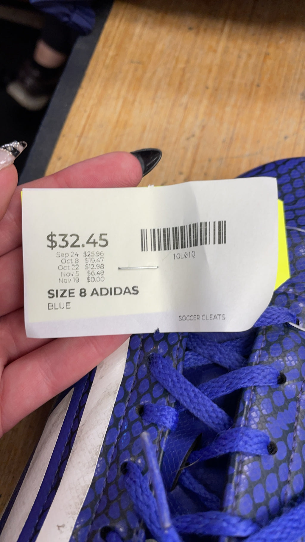 Adidas Soccer Cleats Size 8 Blue Snakeskin Pattern