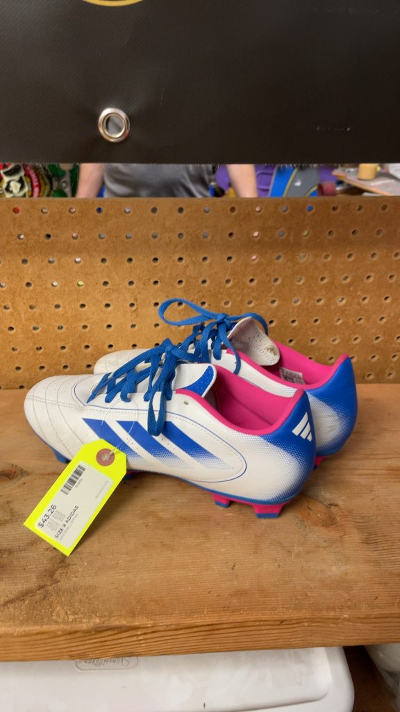 Adidas Soccer Cleats White/Blue/Pink Size 8
