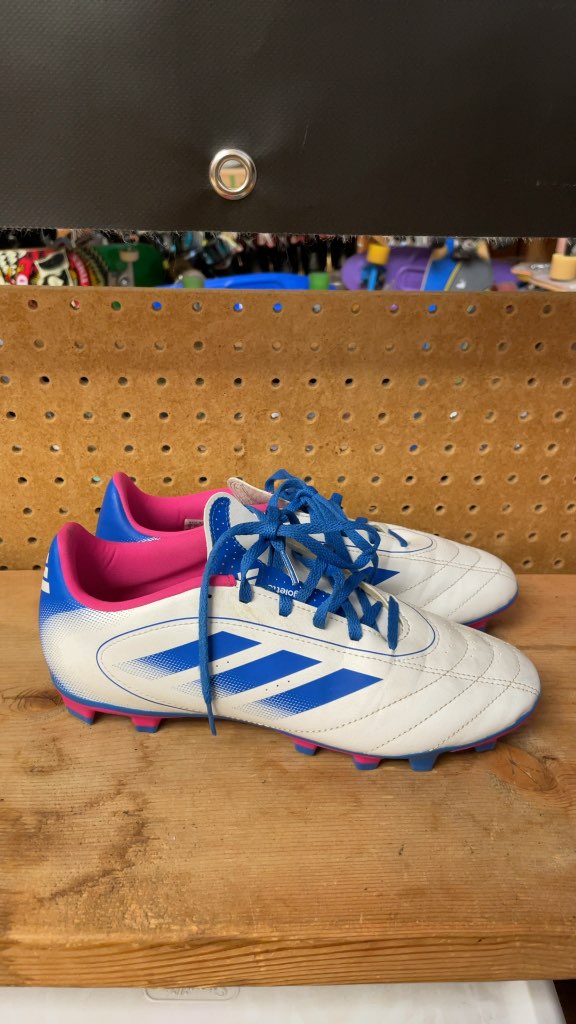 Adidas Soccer Cleats White/Blue/Pink Size 8
