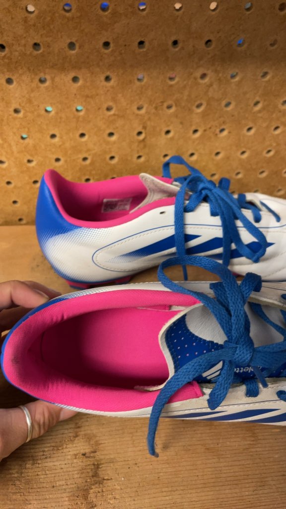 Adidas Soccer Cleats White/Blue/Pink Size 8