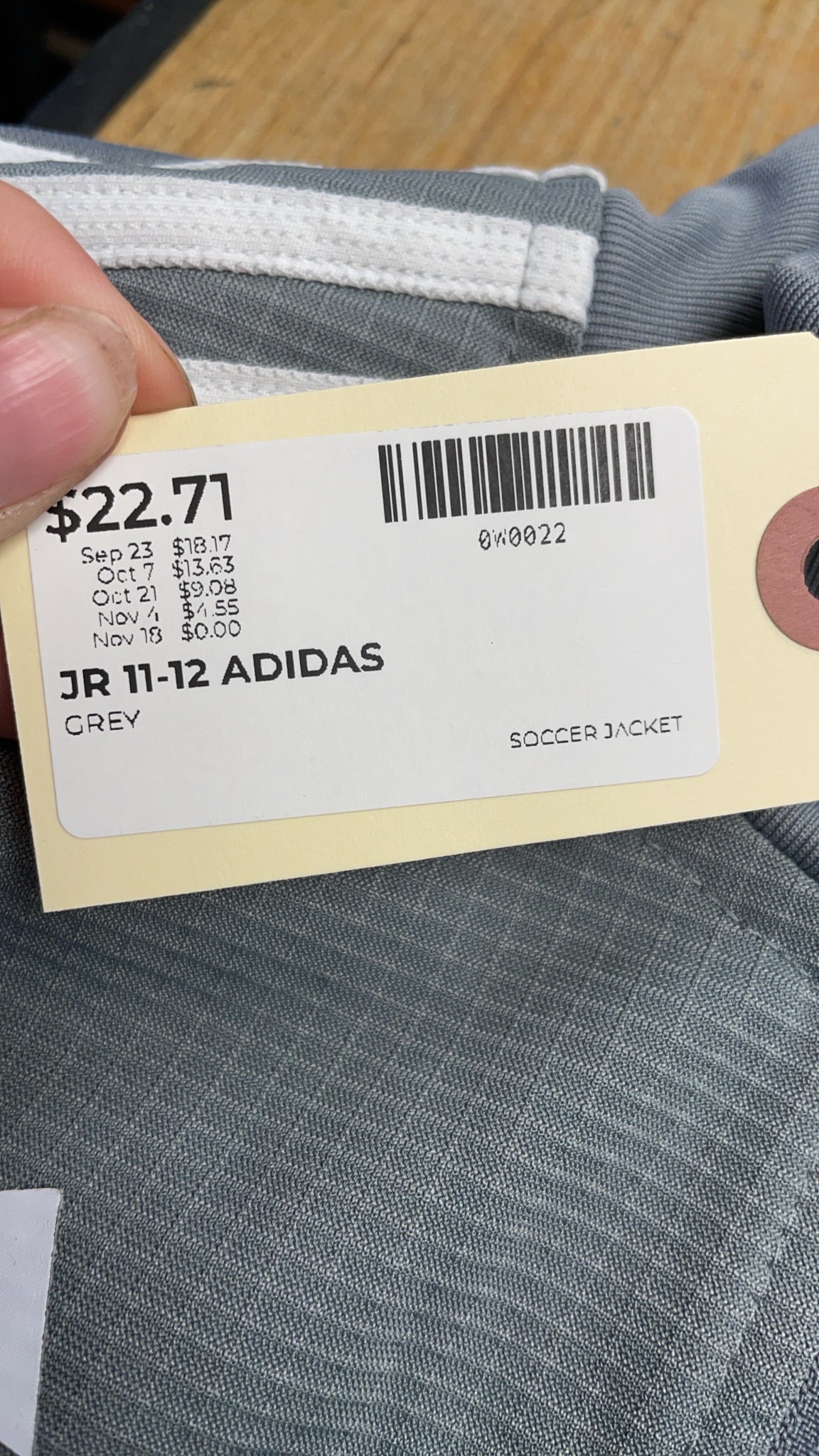 Adidas Soccer Jacket Youth M (11-12Y) Grey