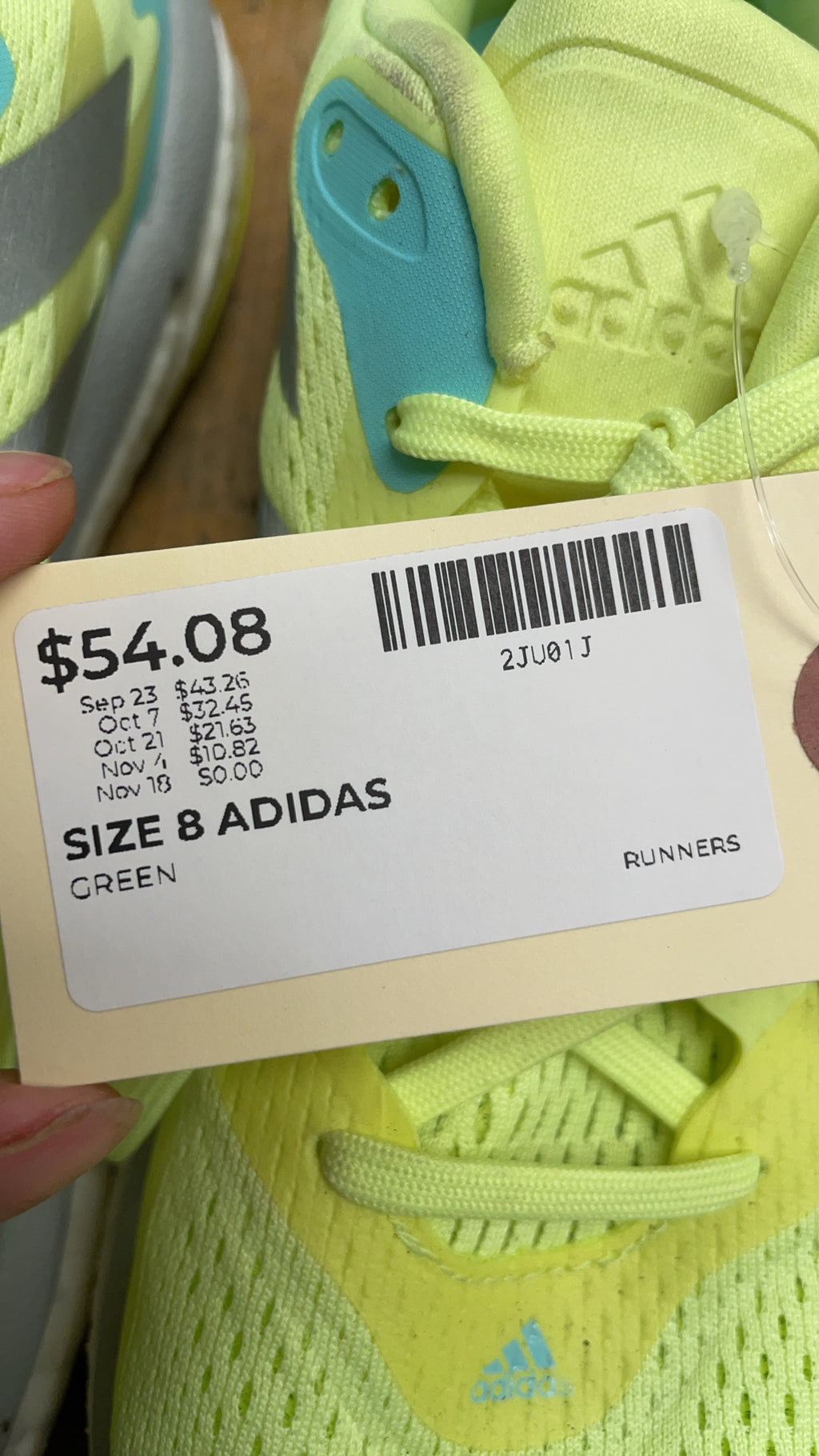 Adidas SolarGlide 3 Size 8 US Neon Green Running Shoes