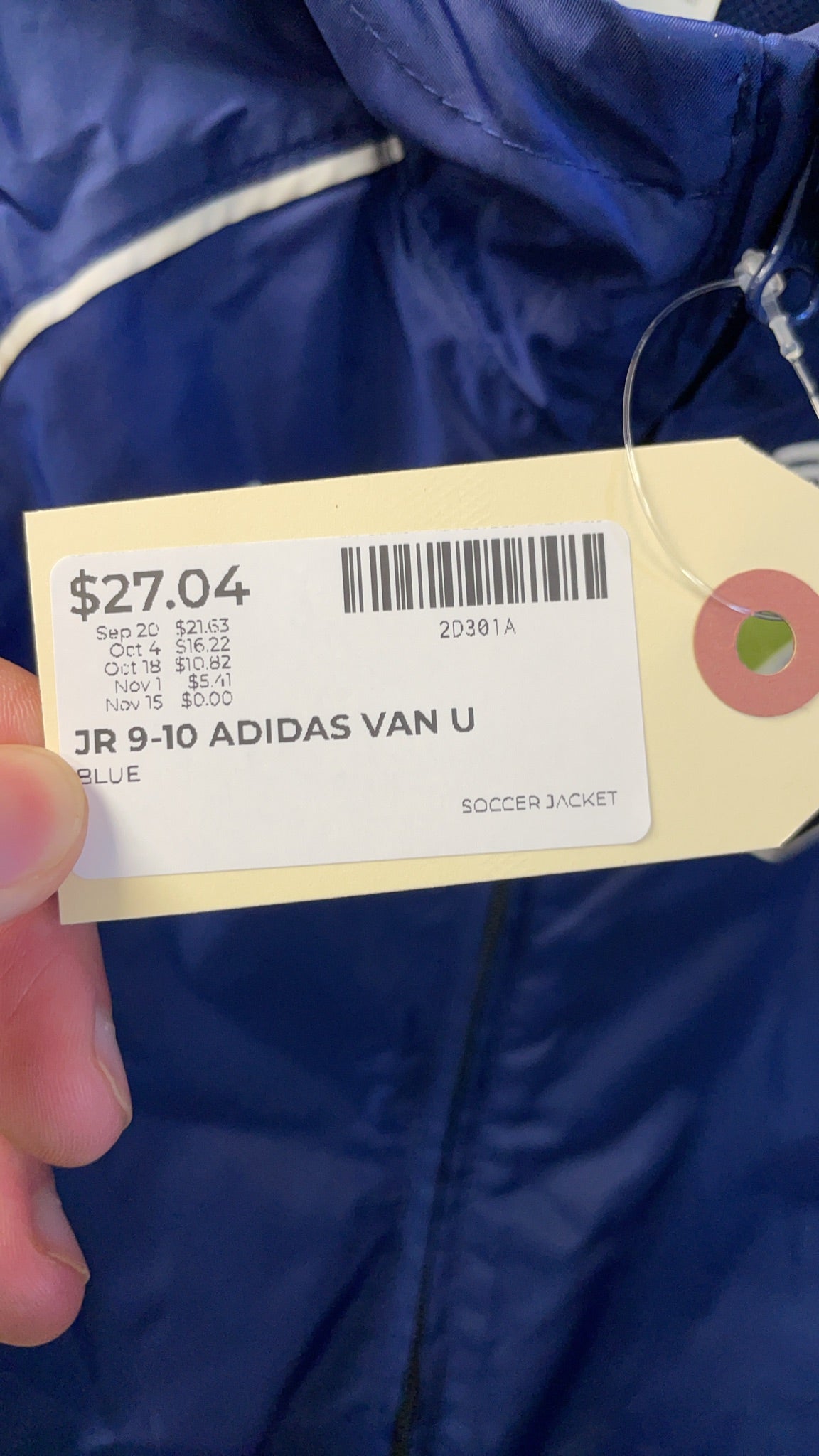 Adidas Van U Academy Size 9-10Y Soccer Jacket