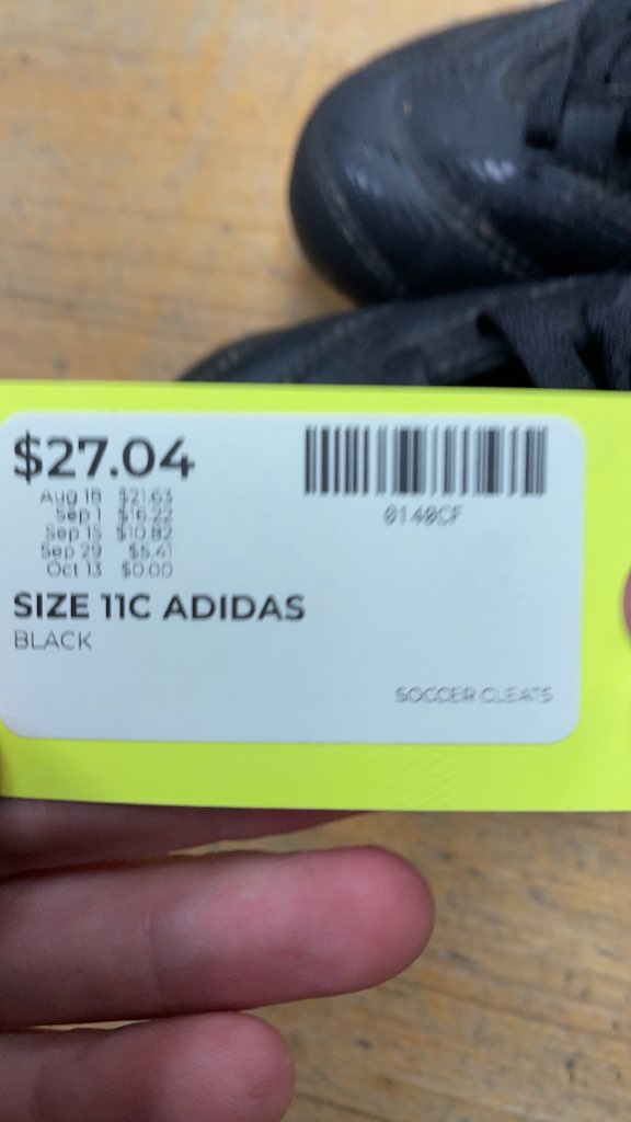 Adidas Youth Soccer Cleats - Black - Size 11C