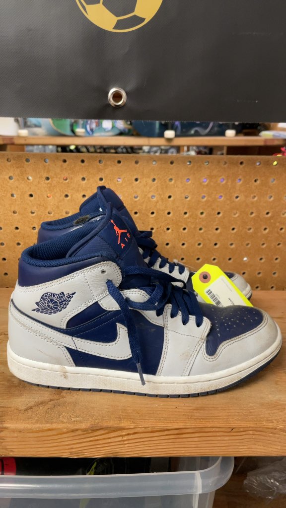 Air Jordan 1 Mid Basketball Shoes - Blue/Grey - Size 8.5