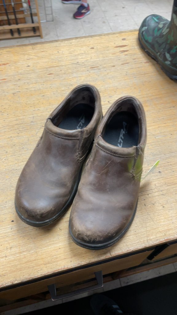 Altra Brown Leather Slip-On Shoes - Size 8