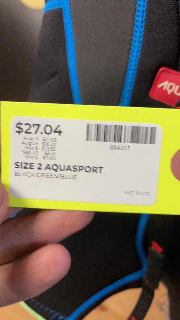 Aquasport Kids' Wetsuit - Size 2 - Black/Green/Blue