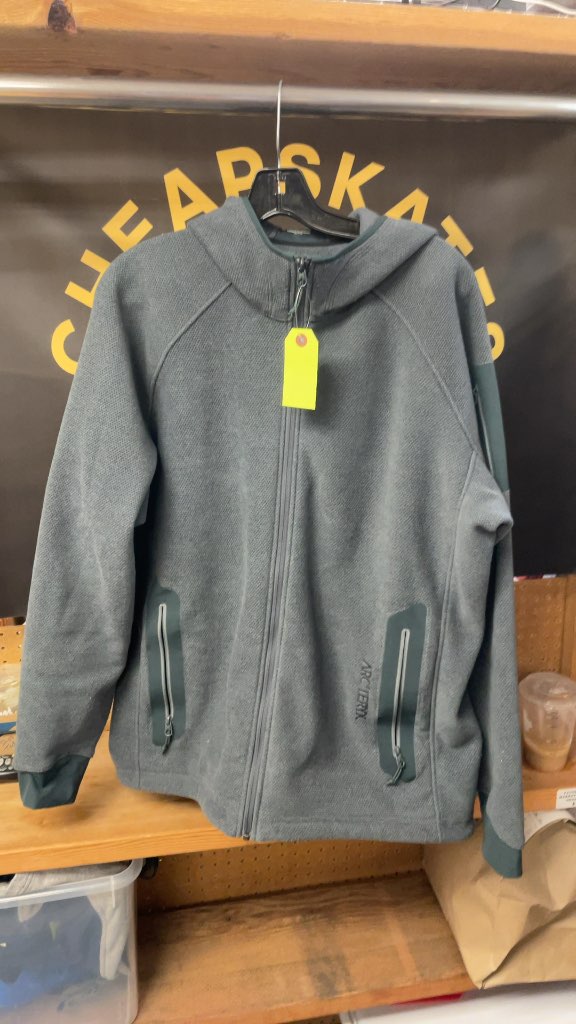 Arc'teryx Grey Full-Zip Hooded Fleece Jacket - Size XL