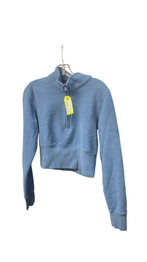 Aritzia Blue Quarter-Zip Cropped Sweatshirt