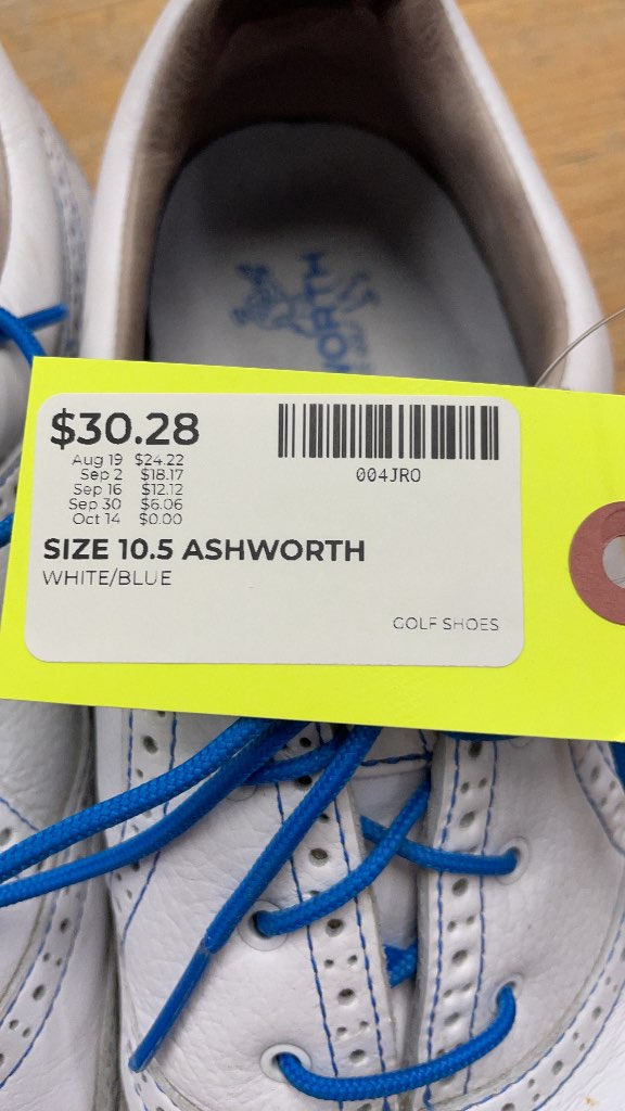 Ashworth Wingtip Golf Shoes White/Blue Size 10.5