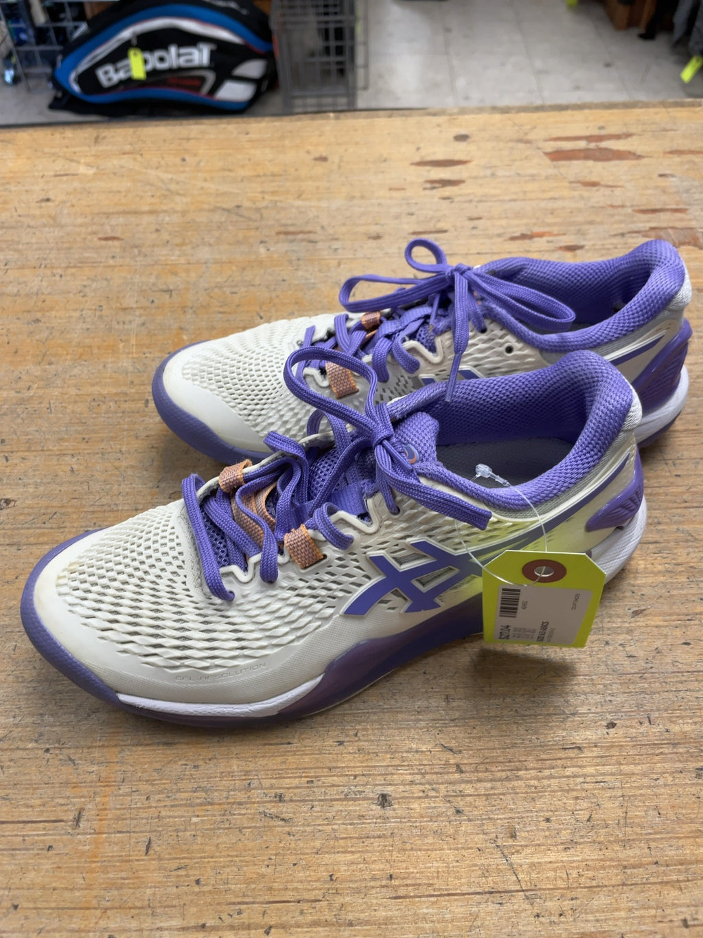 Asics Gel-Resolution Size 6.5 White/Purple Court Shoes