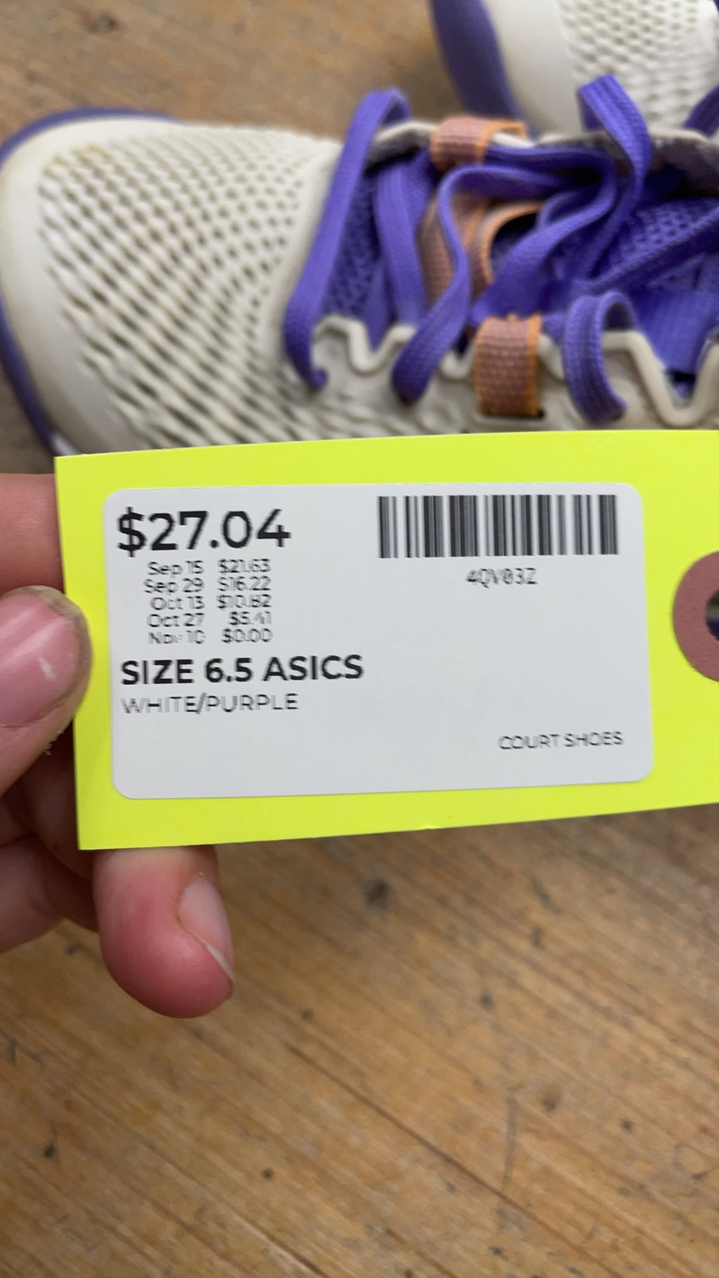 Asics Gel-Resolution Size 6.5 White/Purple Court Shoes