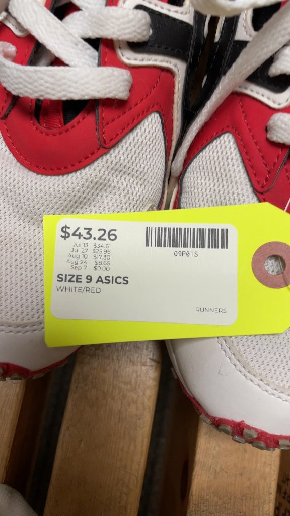 Asics Gel Running Shoes Size 9 White/Red