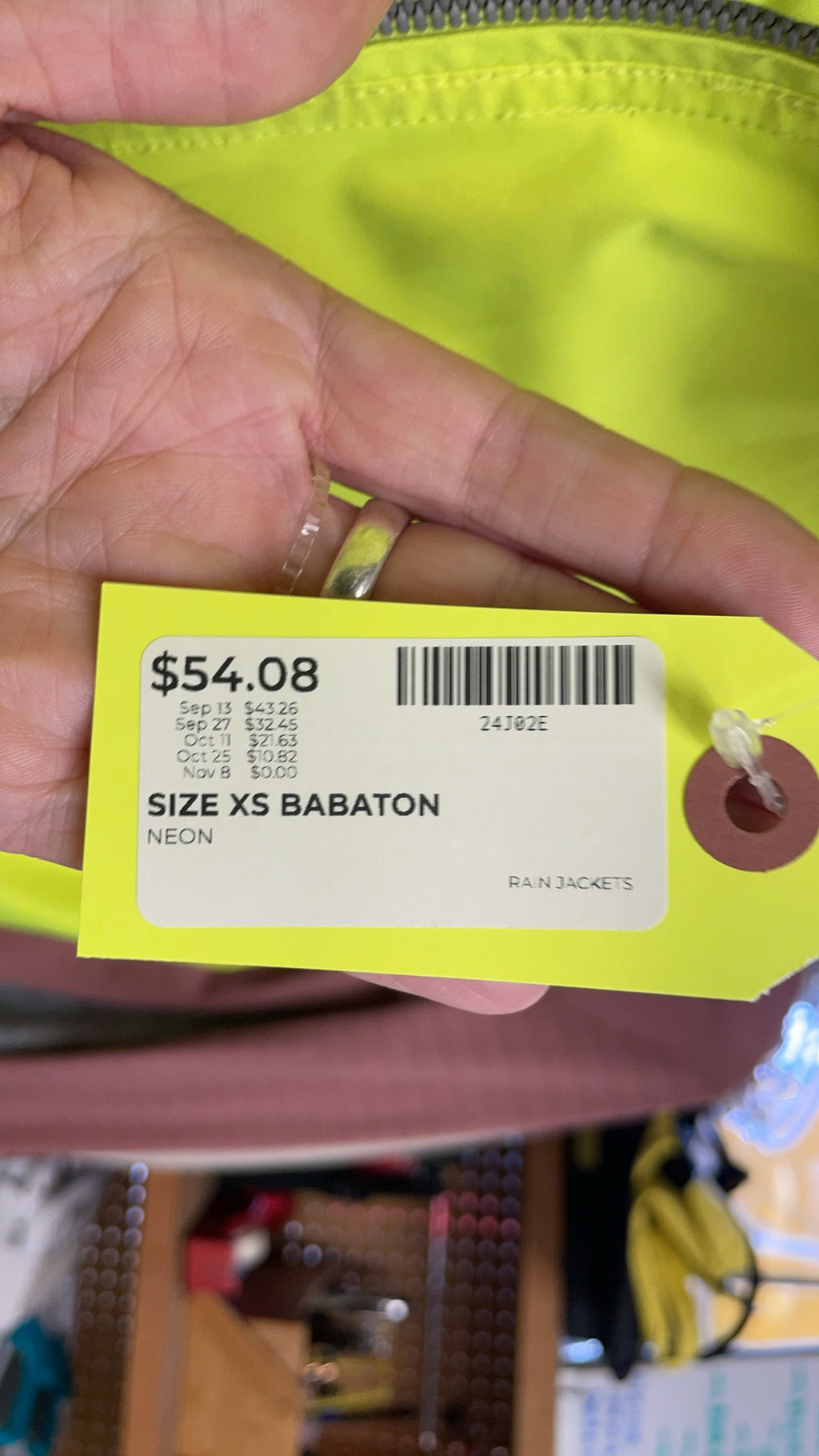 Babaton Rain Jacket XS Neon Yellow