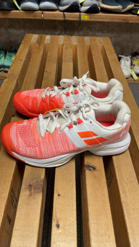 Babolat White/Orange Court Shoes Size 7