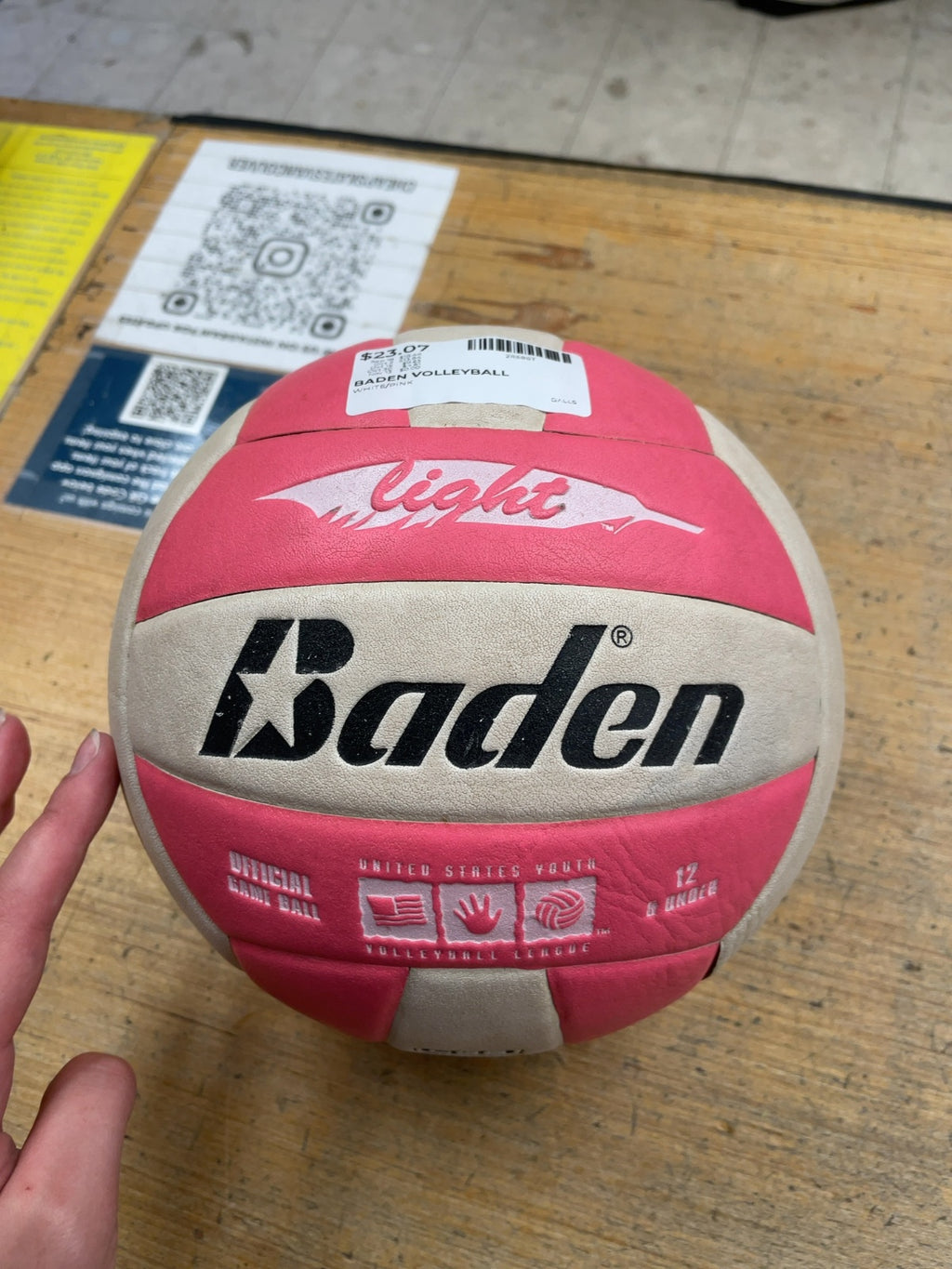 Baden Light Youth Volleyball White/Pink